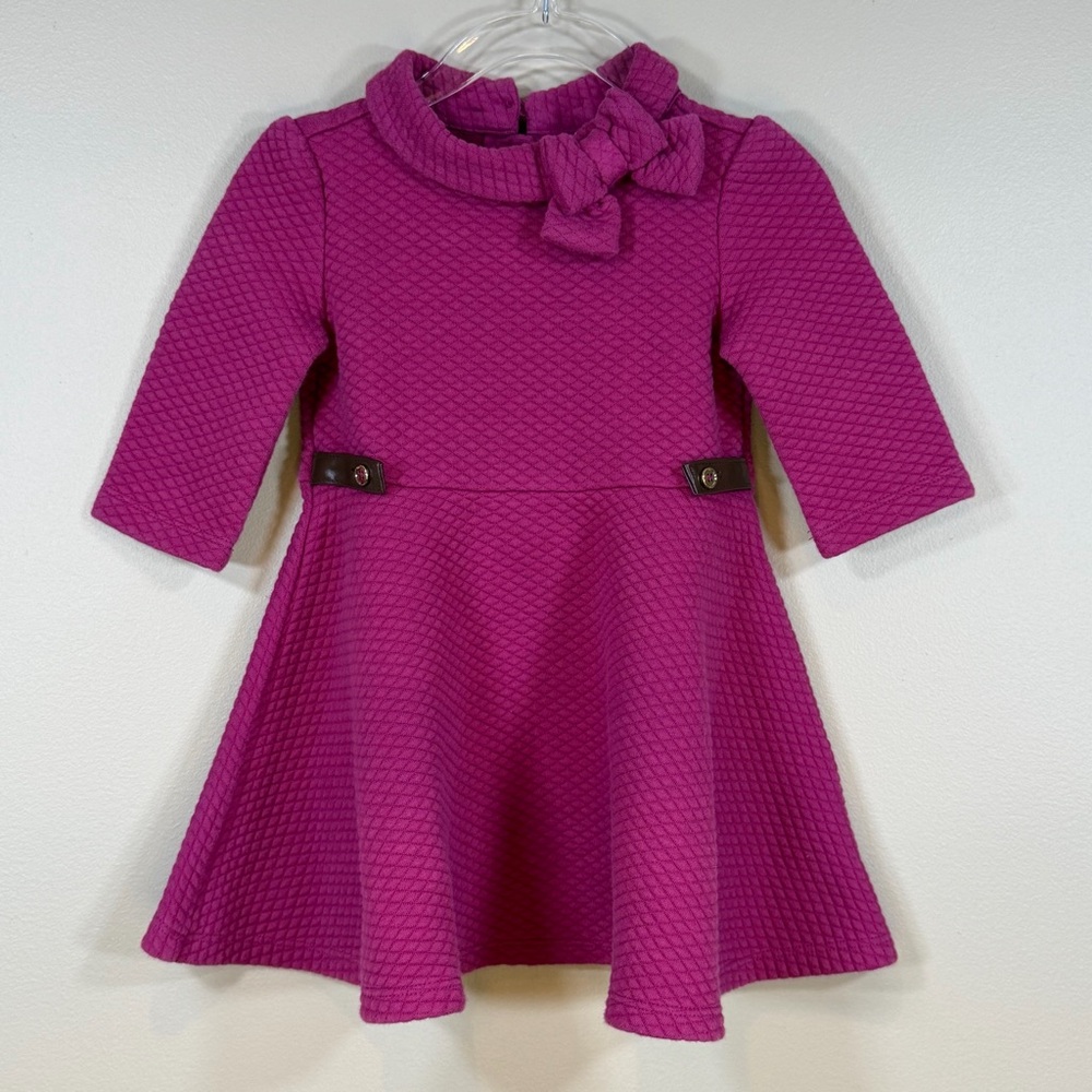 Janie and Jack Fuchsia Textured Dress with Bow